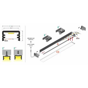 FL-PROF-PRE-SLIM8 AC2/Z-AL-WH-2000